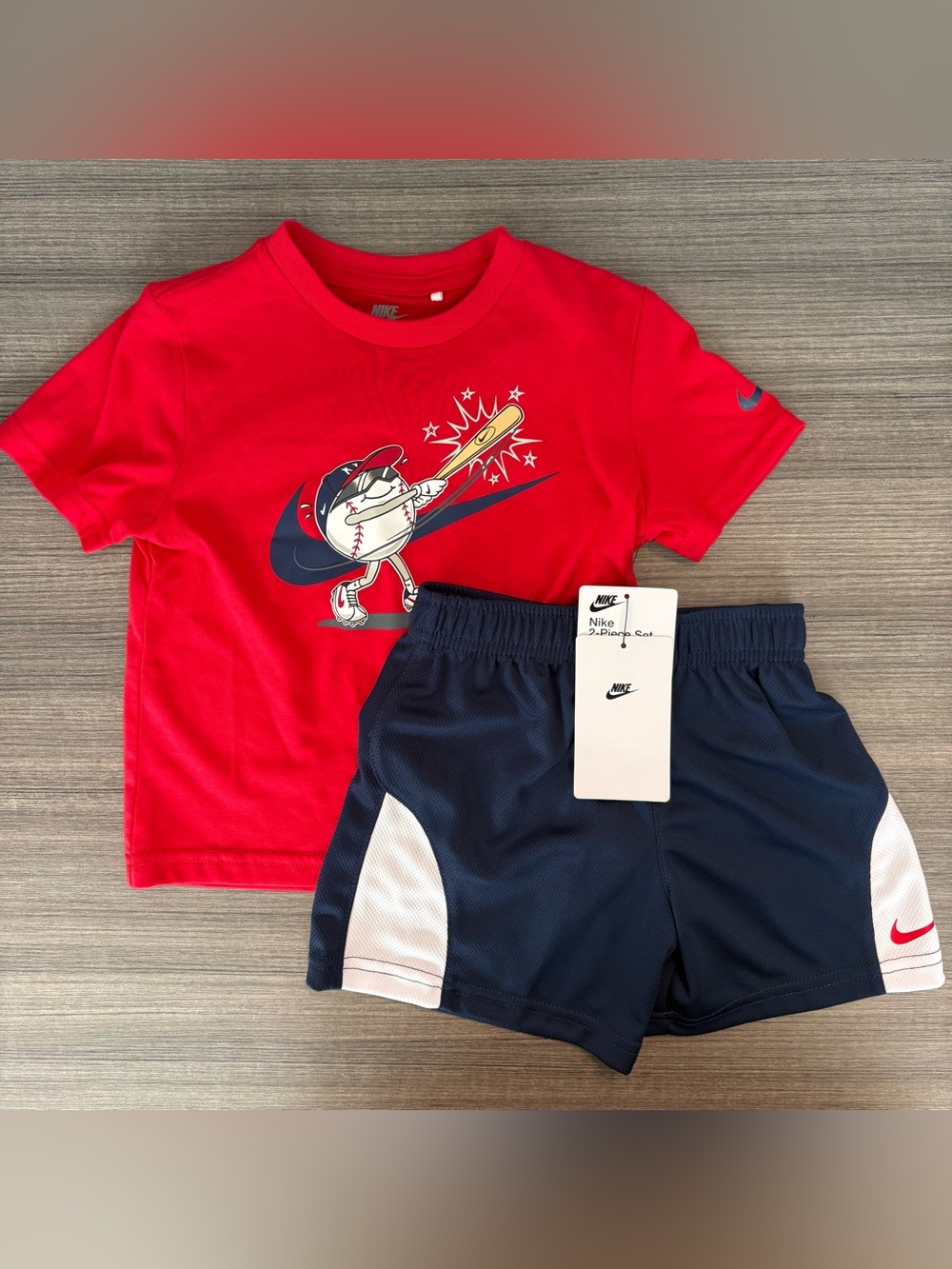 Nike Toddler Youth Boy Matching ShirtShort Set Red White Blue Baseball 2 3 4 5